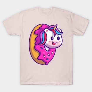 Cute Unicorn Doughnut Cartoon T-Shirt